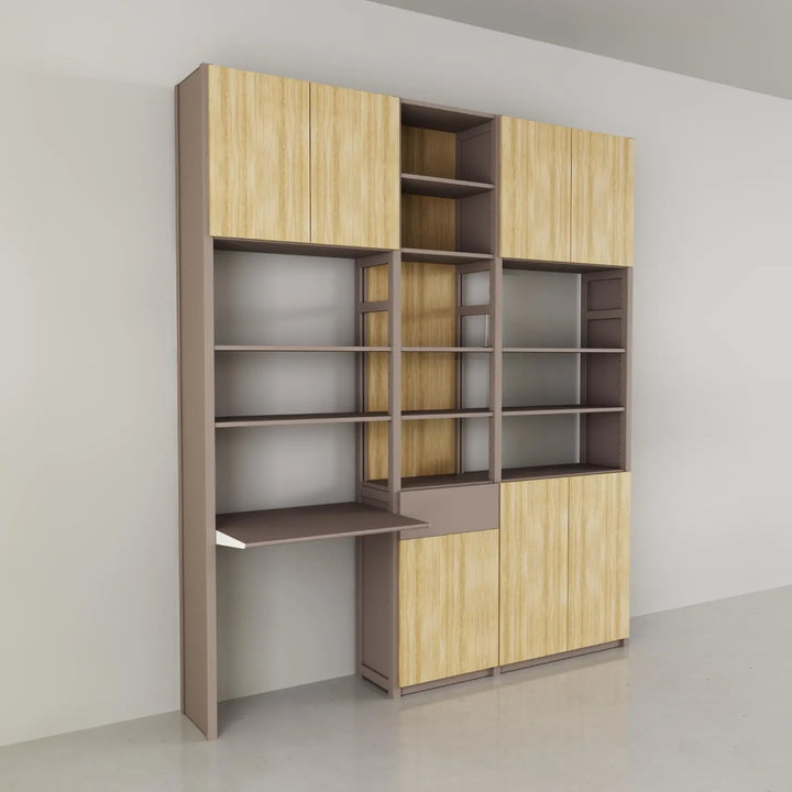 Office cabinet with doors | Large | Stone grey, vanilla wood