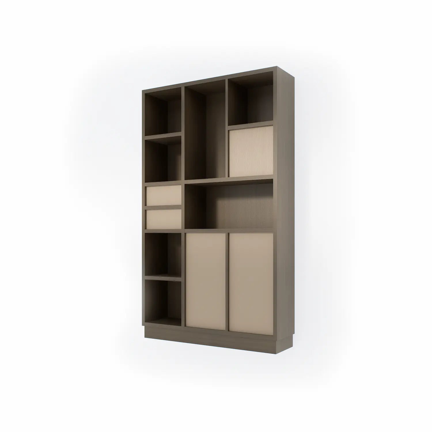 Étagère avec portes et tiroirs | Certo | Bois gris café et sable