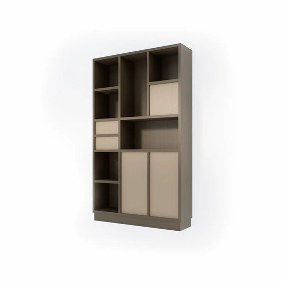 Étagère avec portes et tiroirs | Certo | Bois gris café et sable