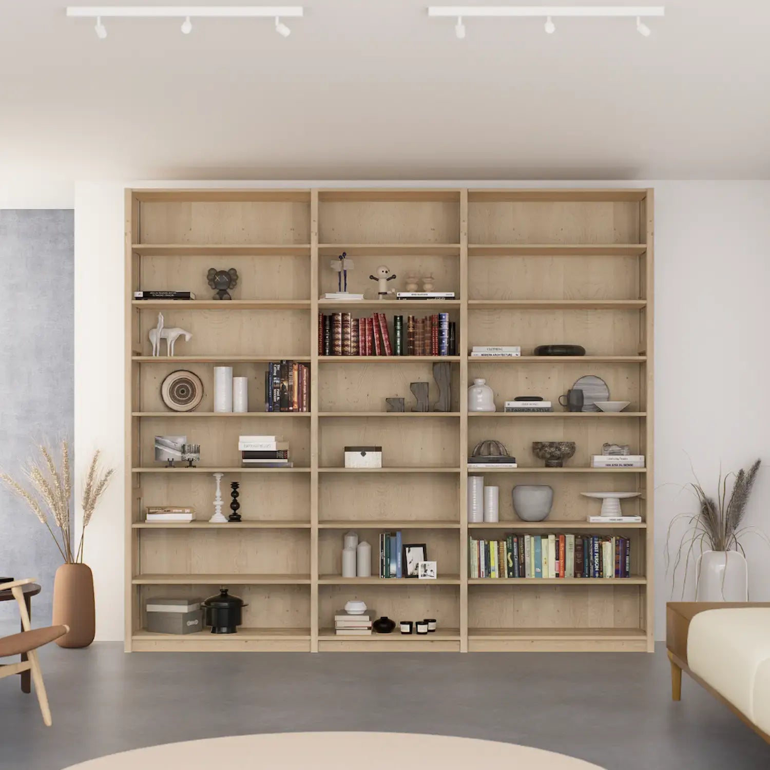 Dichte boekenkast | Groot | Blank gelakt hout