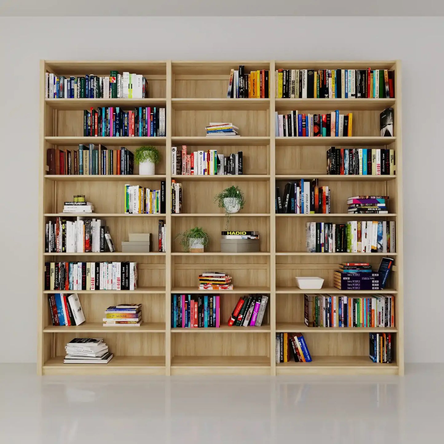 Dichte boekenkast | Groot | Blank gelakt hout