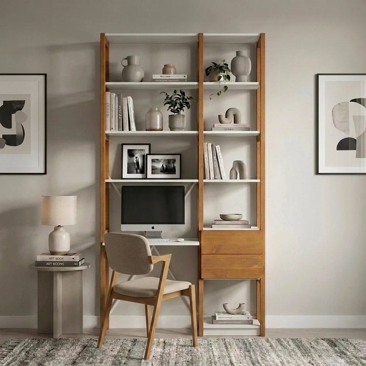 Meuble de bureau à tiroirs | Lundia Original | Arrosto et bois blanc, sfeerbeeld vooraanzicht