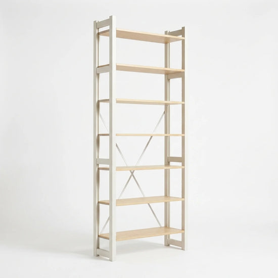 Bibliothèque scandinave | Lundia Original | Laqué transparent et blanc, perspectief