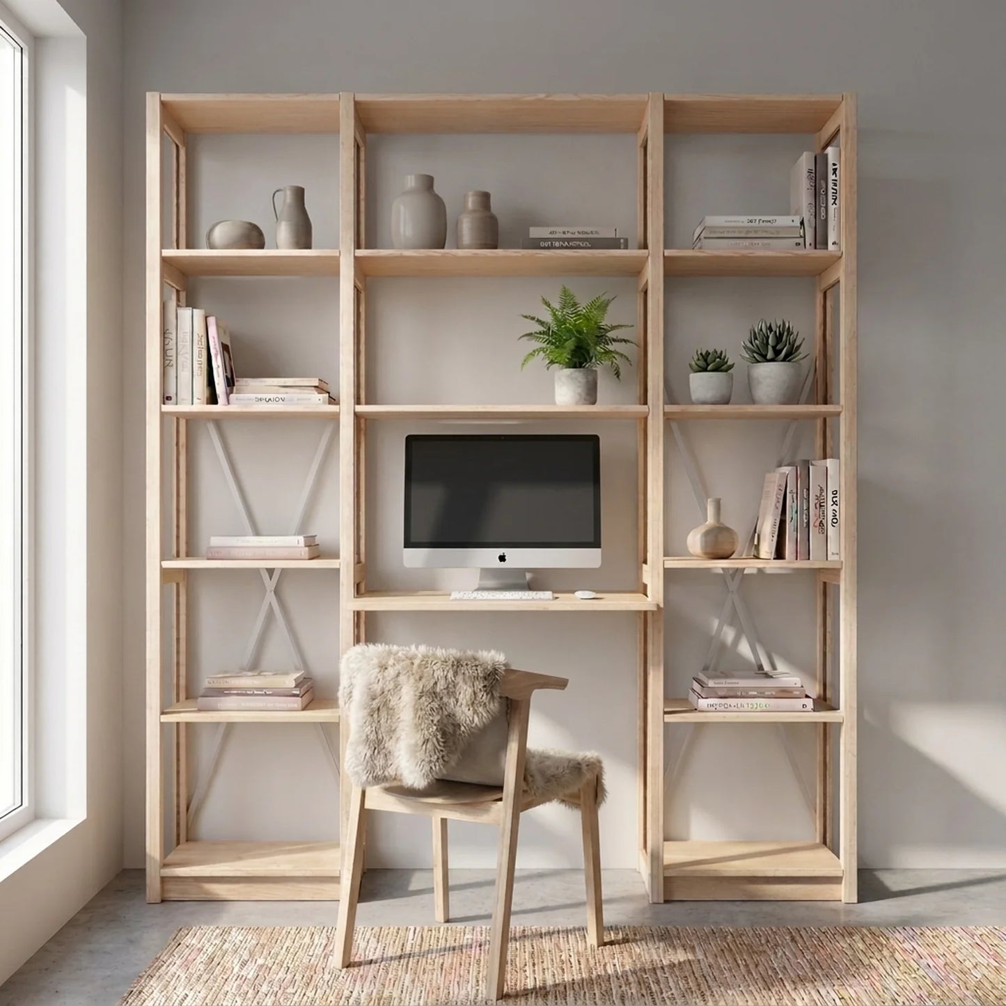 Bureaukast | Lundia Original | Blank gelakt hout, sfeerbeeld perspectief