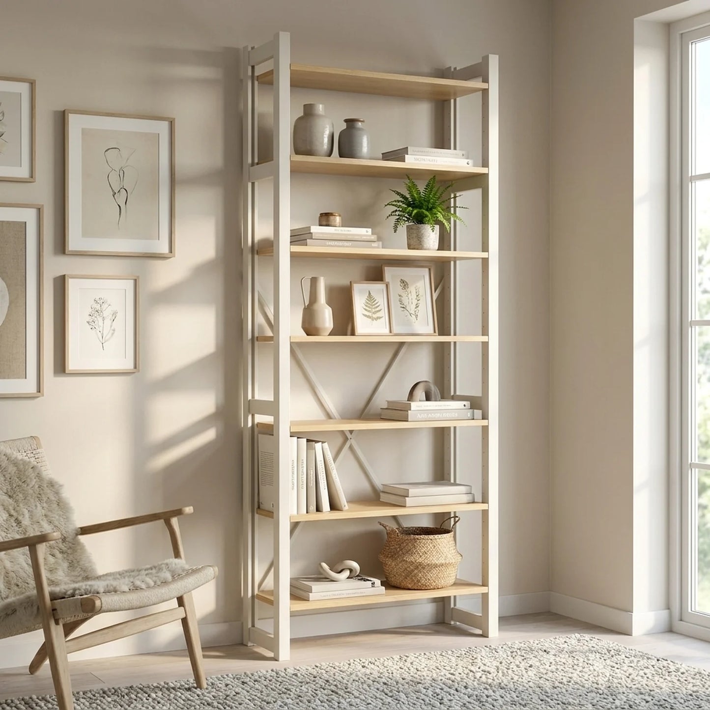 Bibliothèque scandinave | Lundia Original | Laqué transparent et blanc, sfeerbeeld perspectief