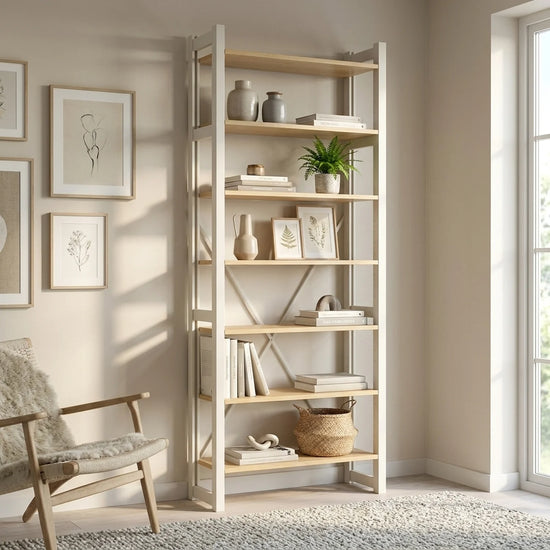 Bibliothèque scandinave | Lundia Original | Laqué transparent et blanc, sfeerbeeld perspectief