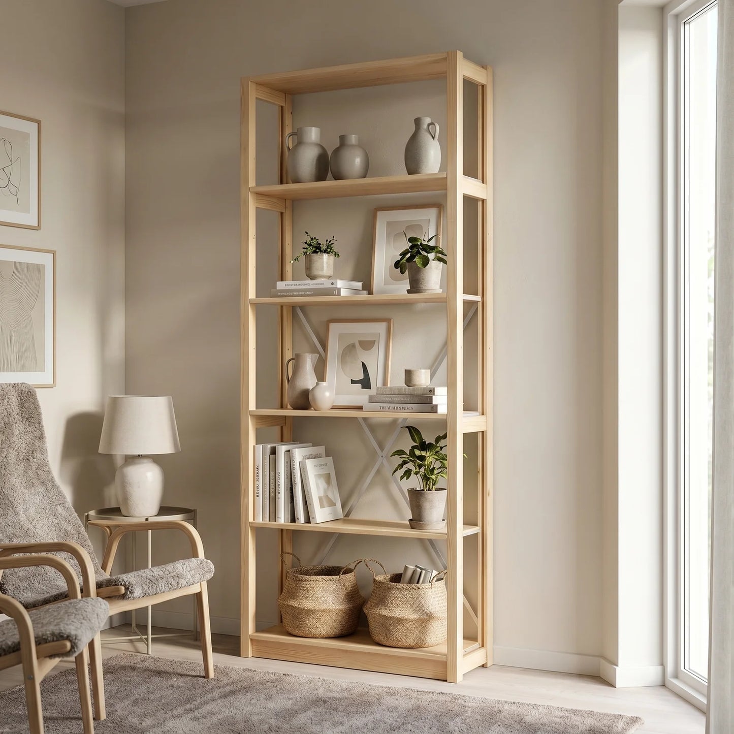 Bookcase | Lundia Original | 208 x 85 x 30, sfeerbeeld perspectief
