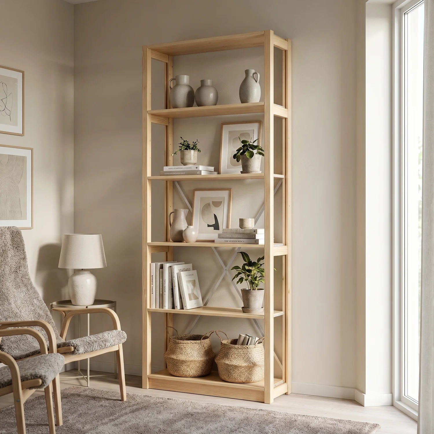 Bookcase | Lundia Original | 208 x 85 x 30, sfeerbeeld perspectief