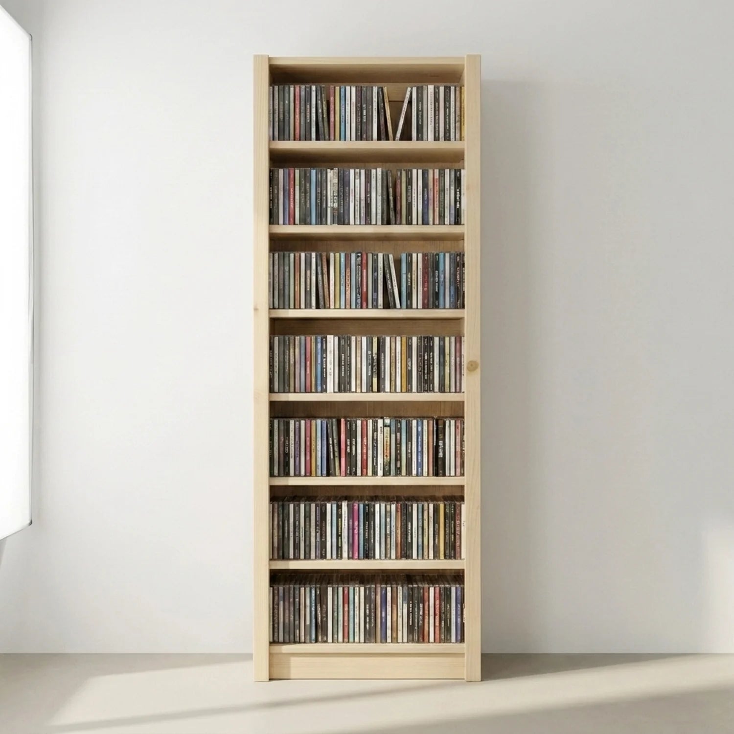 Meuble CD/DVD étroit | Lundia Original | Bois laqué transparent, sfeerbeeld perspectief
