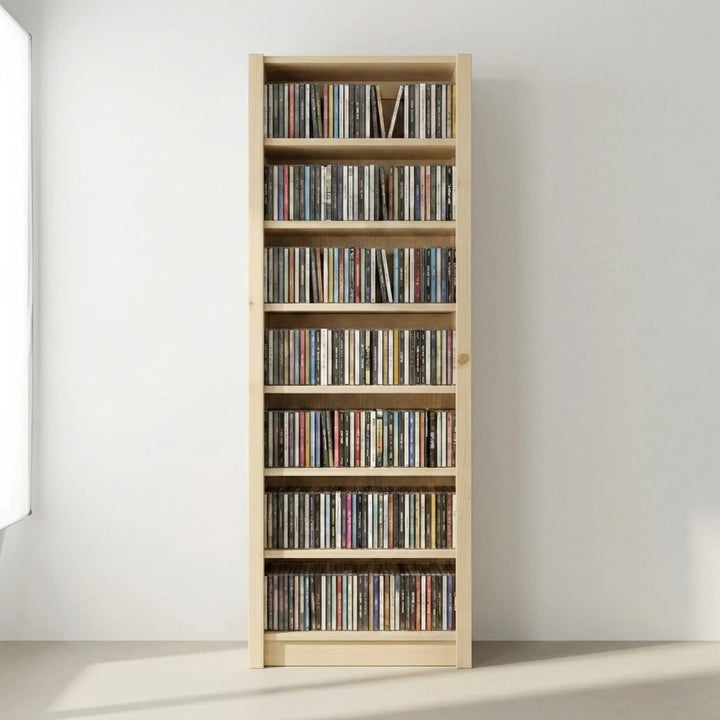 Meuble CD/DVD étroit | Lundia Original | Bois laqué transparent, sfeerbeeld perspectief
