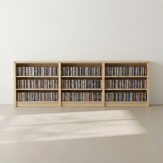 Meuble bas CD/DVD | Lundia Original | Bois laqué transparent, sfeerbeeld perspectief