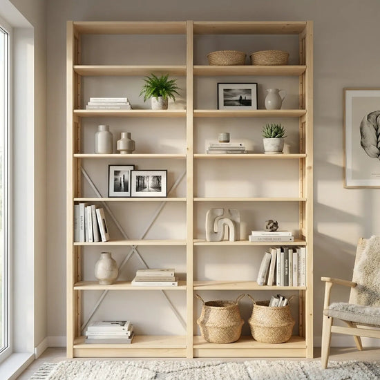 Basic bookcase | Lundia Original | Clear lacquered wood, sfeerbeeld vooraanzicht