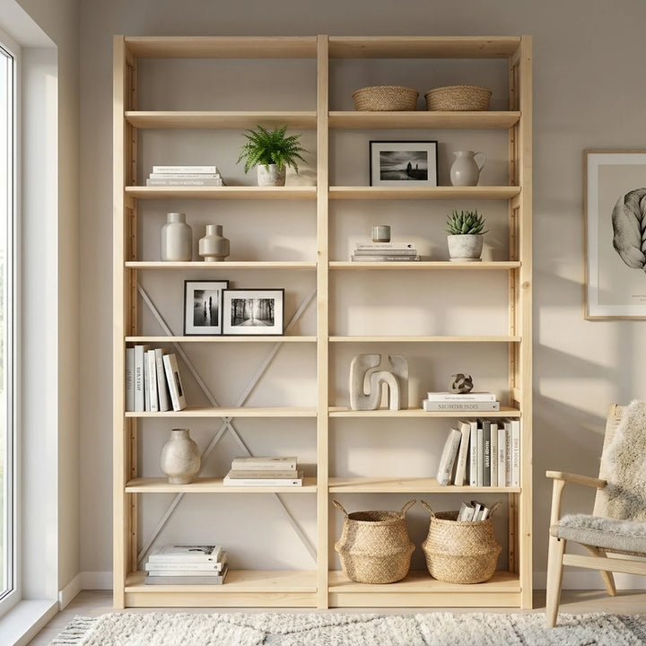 Basis boekenkast | Lundia Original | Blank gelakt hout, sfeerbeeld vooraanzicht