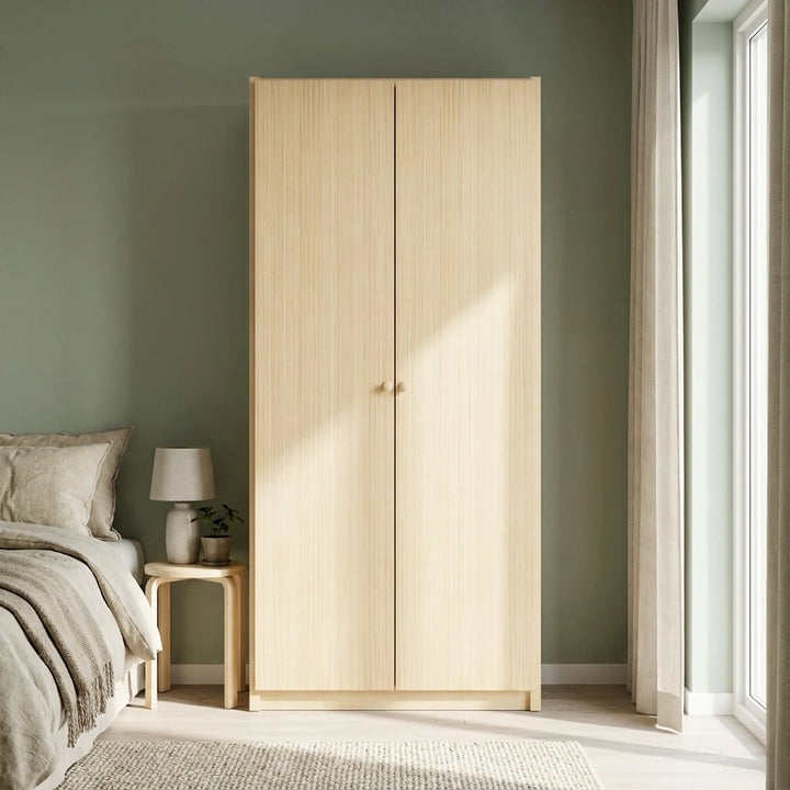 Wardrobe with doors | Lundia Original | Clear lacquered wood, sfeerbeeld vooraanzicht