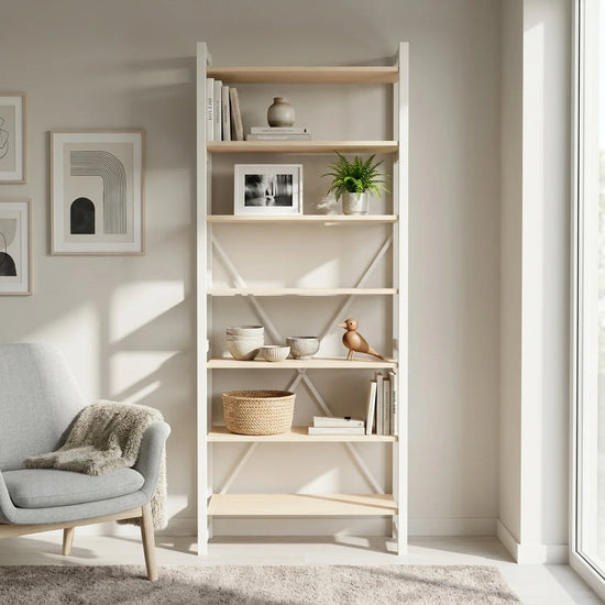 Bibliothèque scandinave | Lundia Original | Laqué transparent et blanc, sfeerbeeld vooraanzicht