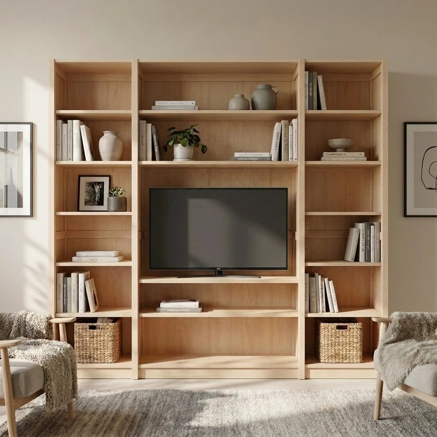 TV wall unit | Lundia Original | Clear lacquered wood, sfeerbeeld vooraanzicht