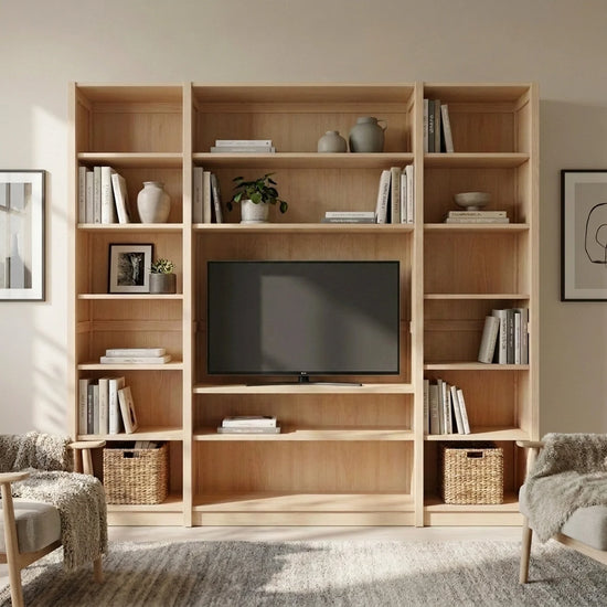 TV wall unit | Lundia Original | Clear lacquered wood, sfeerbeeld vooraanzicht