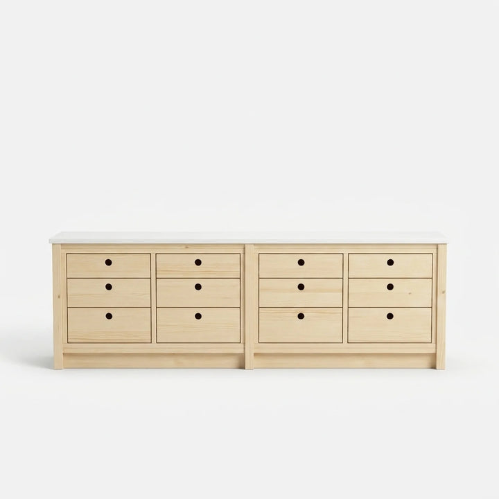 Commode basse scandinave | Lundia Original | Bois laqué transparent et blanc, vooraanzicht