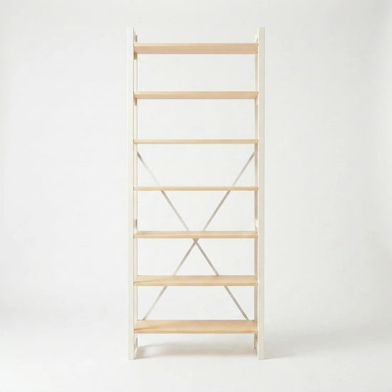 Bibliothèque scandinave | Lundia Original | Laqué transparent et blanc, vooraanzicht