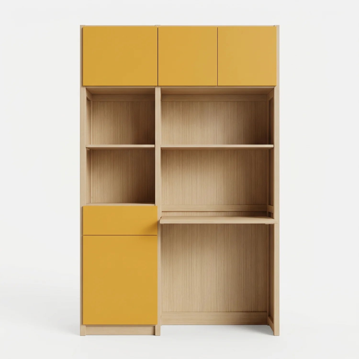 Meuble bureau avec bureau et tiroir | Lundia Original | Regular & jaune safran, vooraanzicht