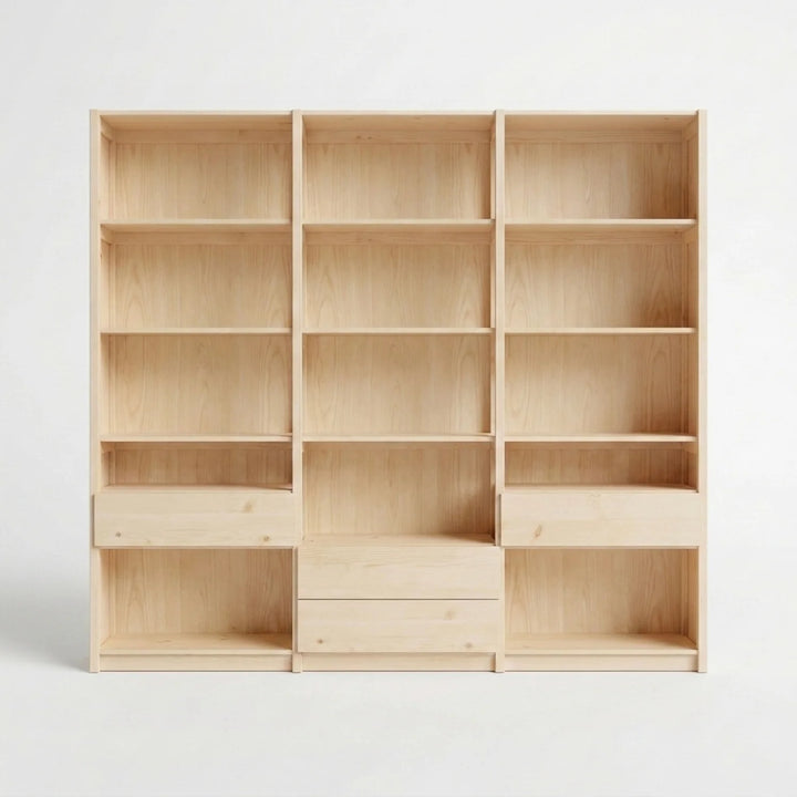 Wandkast met laden | Lundia Original | Blank gelakt hout, vooraanzicht