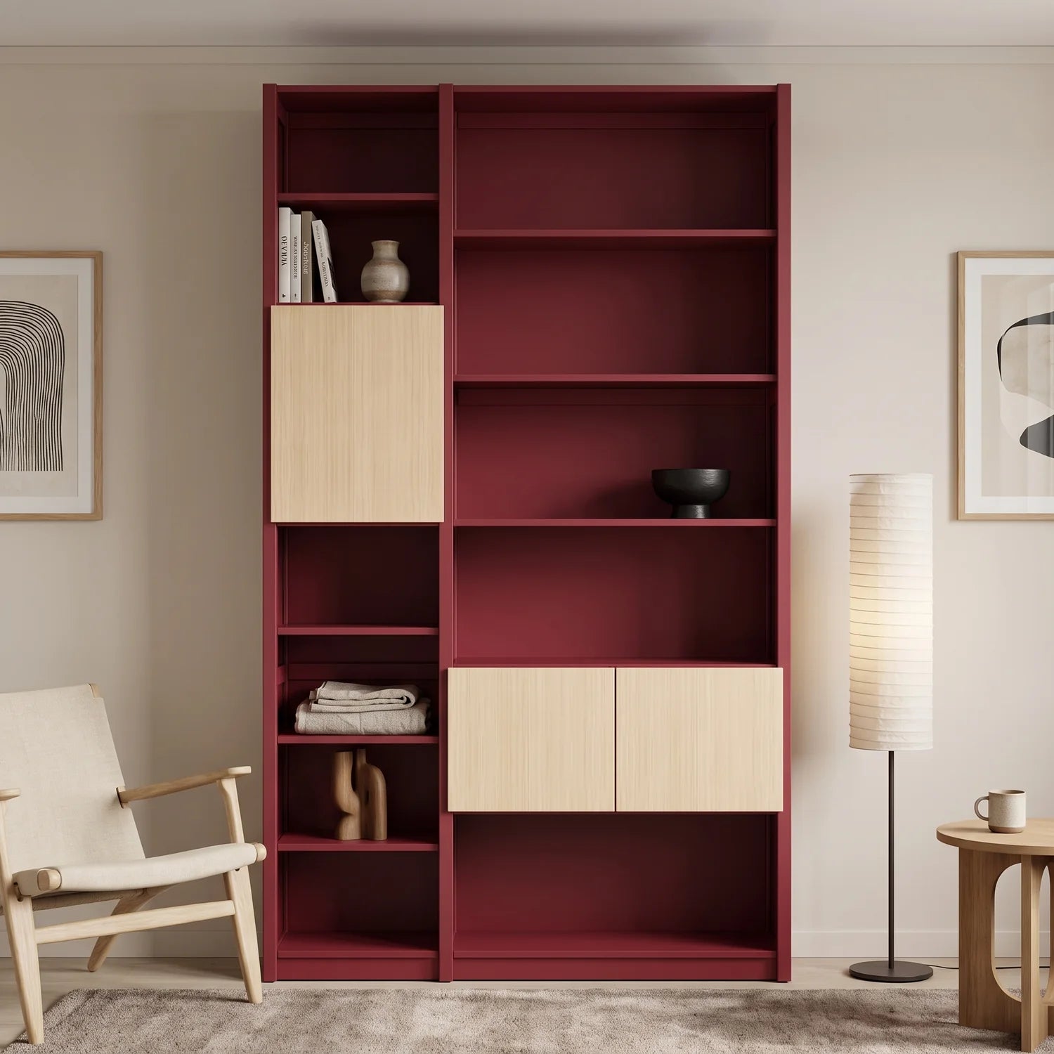 Meuble mural avec portes | Lundia Original | Rouge bordeaux & regular, sfeerbeeld perspectief