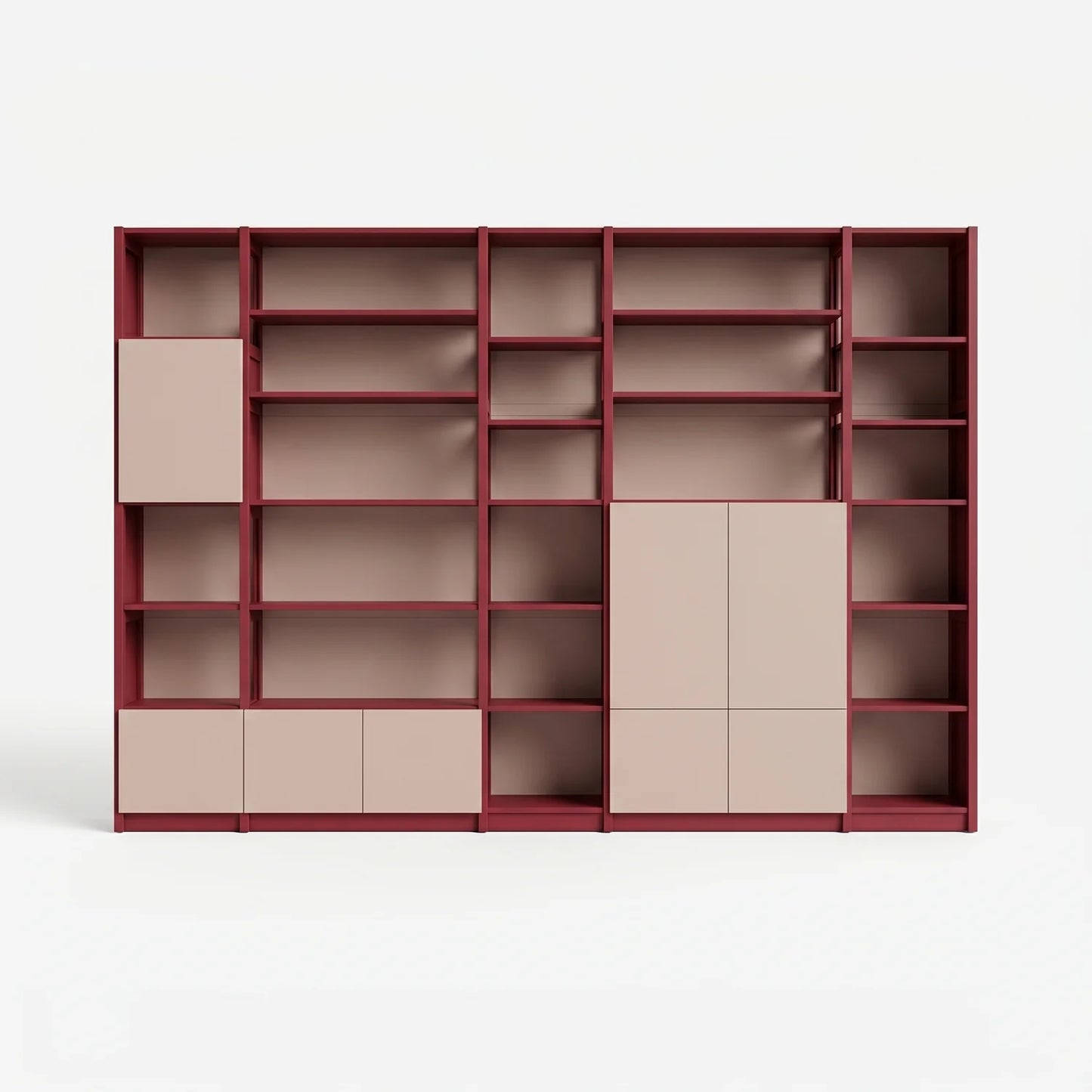 Meuble mural avec portes | Lundia Original | Rouge bordeaux & rose craie, vooraanzicht