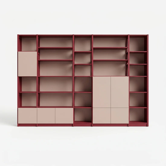 Meuble mural avec portes | Lundia Original | Rouge bordeaux & rose craie, vooraanzicht