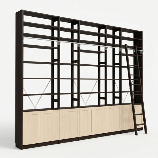 Modern bookcase with doors | Lundia Original | Dark & regular, perspectief