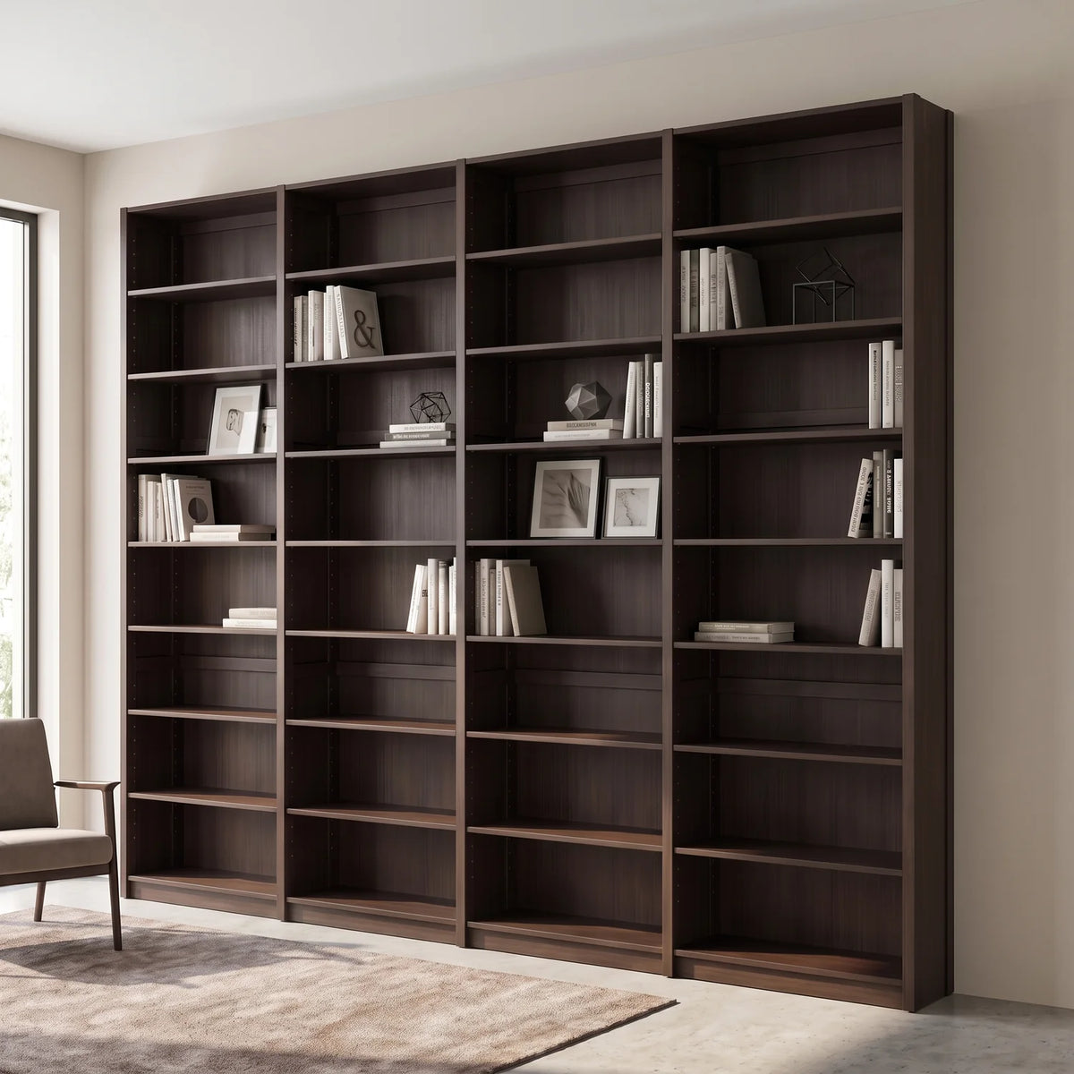 Grote moderne boekenkast | Lundia Original | Zwart, sfeerbeeld perspectief