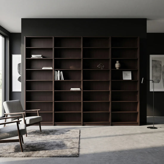 Grote moderne boekenkast | Lundia Original | Zwart, sfeerbeeld vooraanzicht