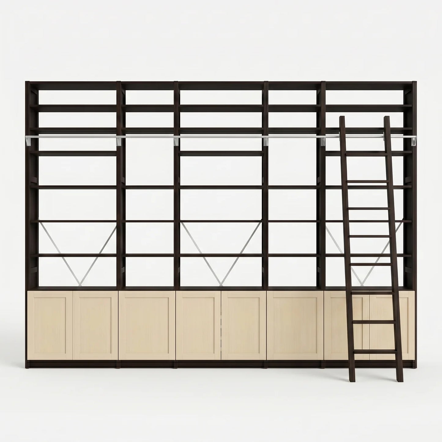 Modern bookcase with doors | Lundia Original | Dark & regular, vooraanzicht