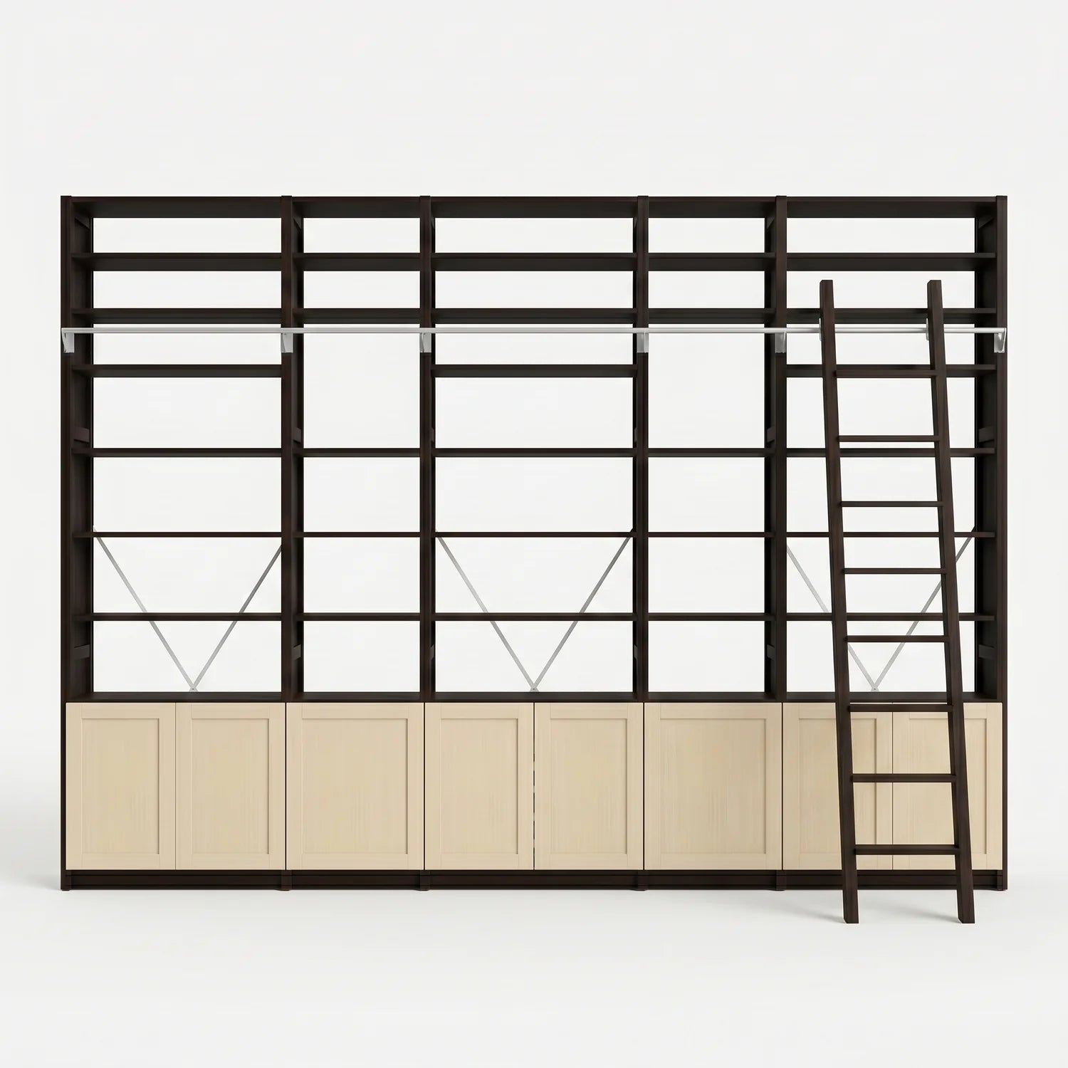Modern bookcase with doors | Lundia Original | Dark & regular, vooraanzicht