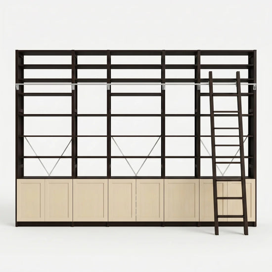 Modern bookcase with doors | Lundia Original | Dark & regular, vooraanzicht