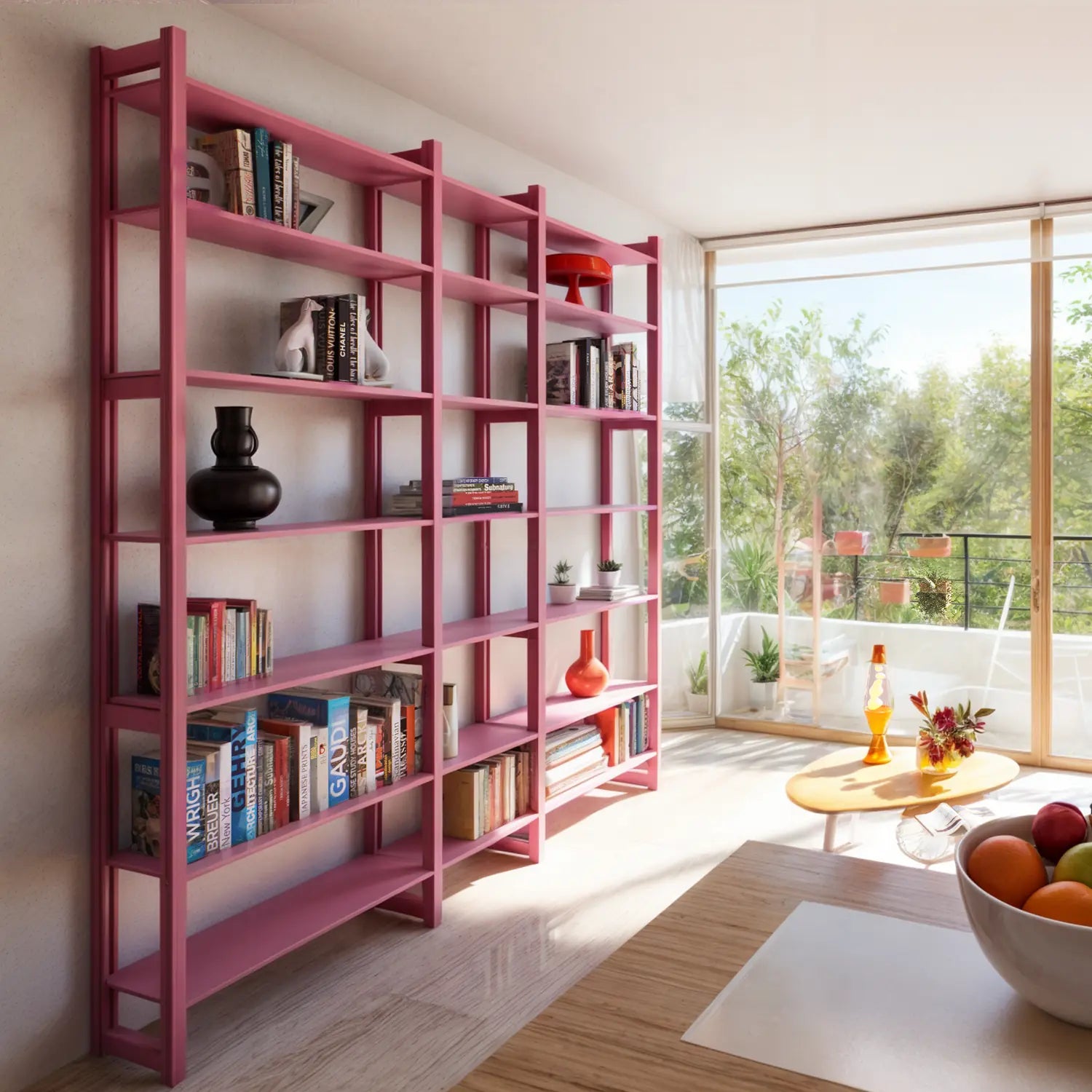 Bibliothèque ouverte | Lundia Original | Rose vif, vooraanzicht sfeer