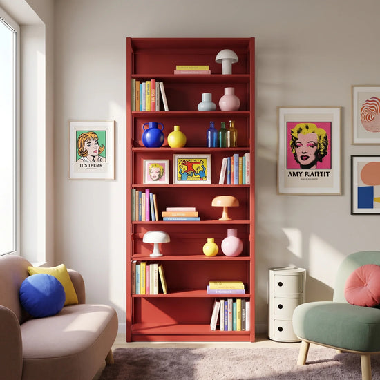 Boekenkast | Lundia Original | Kersenrood, sfeerbeeld perspectief