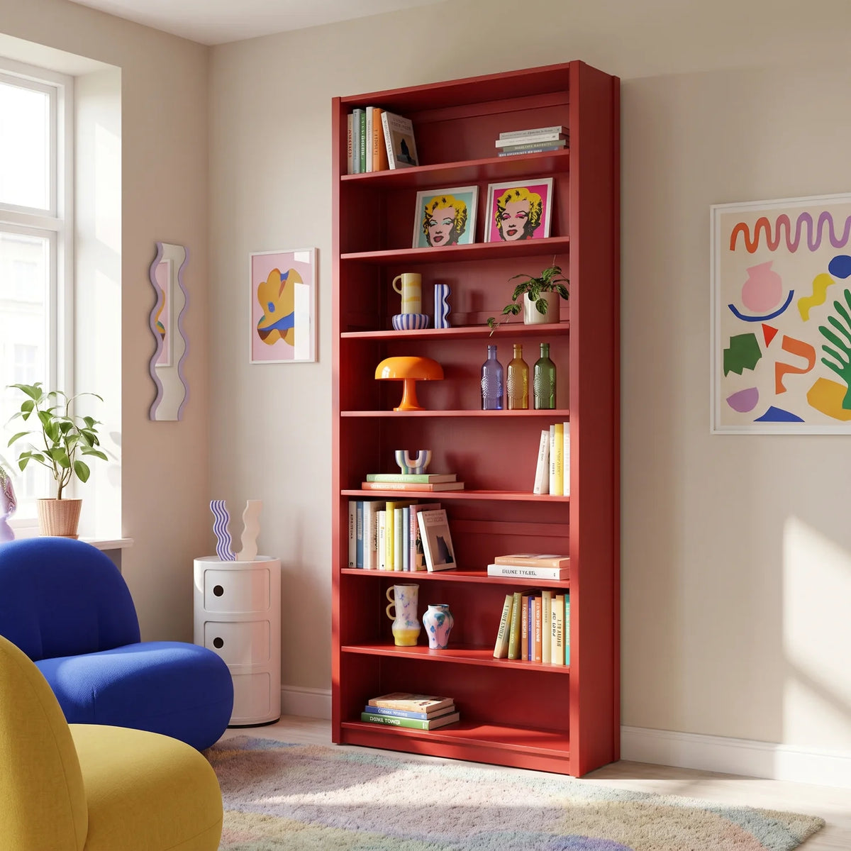 Boekenkast | Lundia Original | Kersenrood, sfeerbeeld vooraanzicht