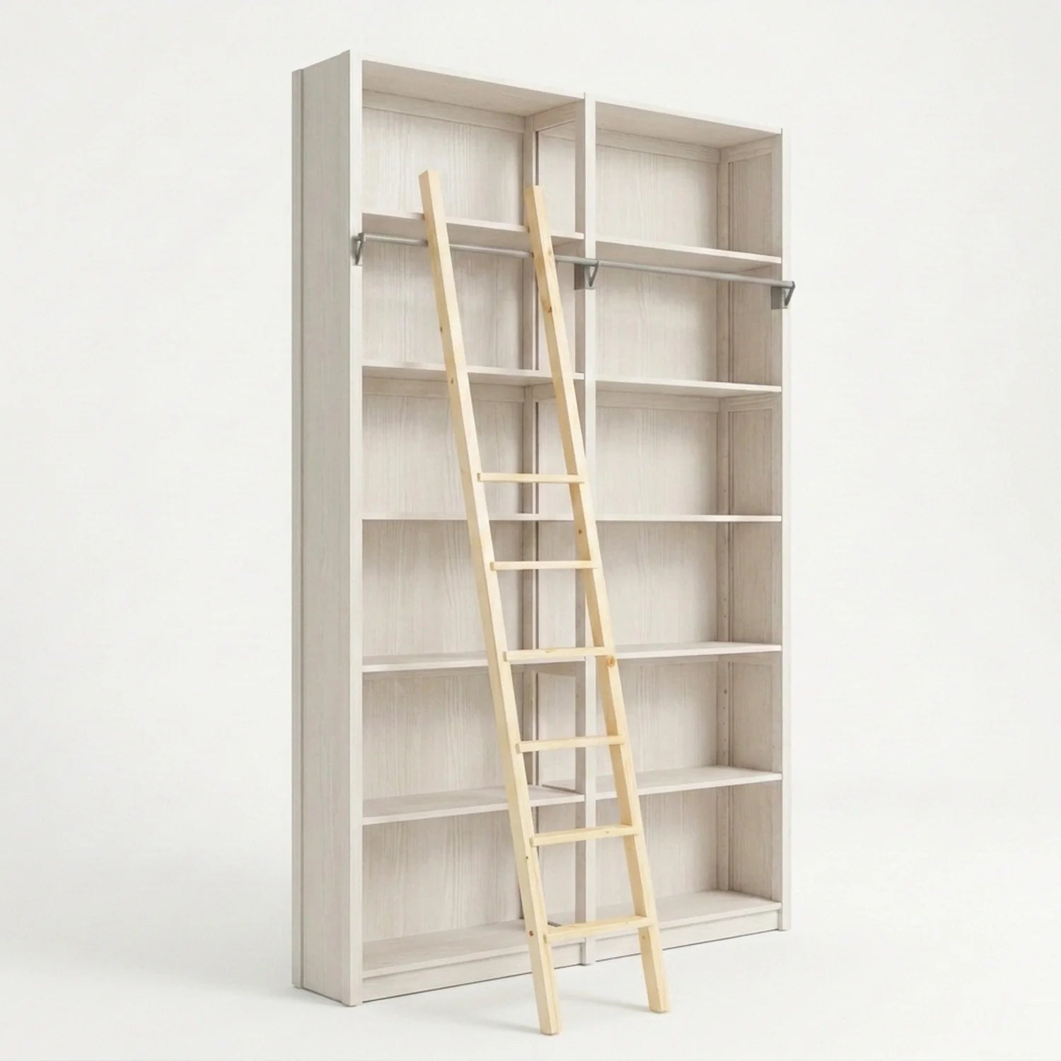 Bibliothèque en bois avec échelle | Lundia Original | Bois latte, perspectief