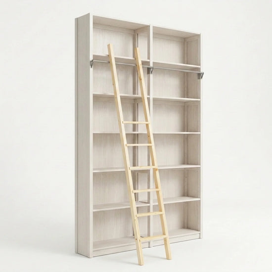 Bibliothèque en bois avec échelle | Lundia Original | Bois latte, perspectief