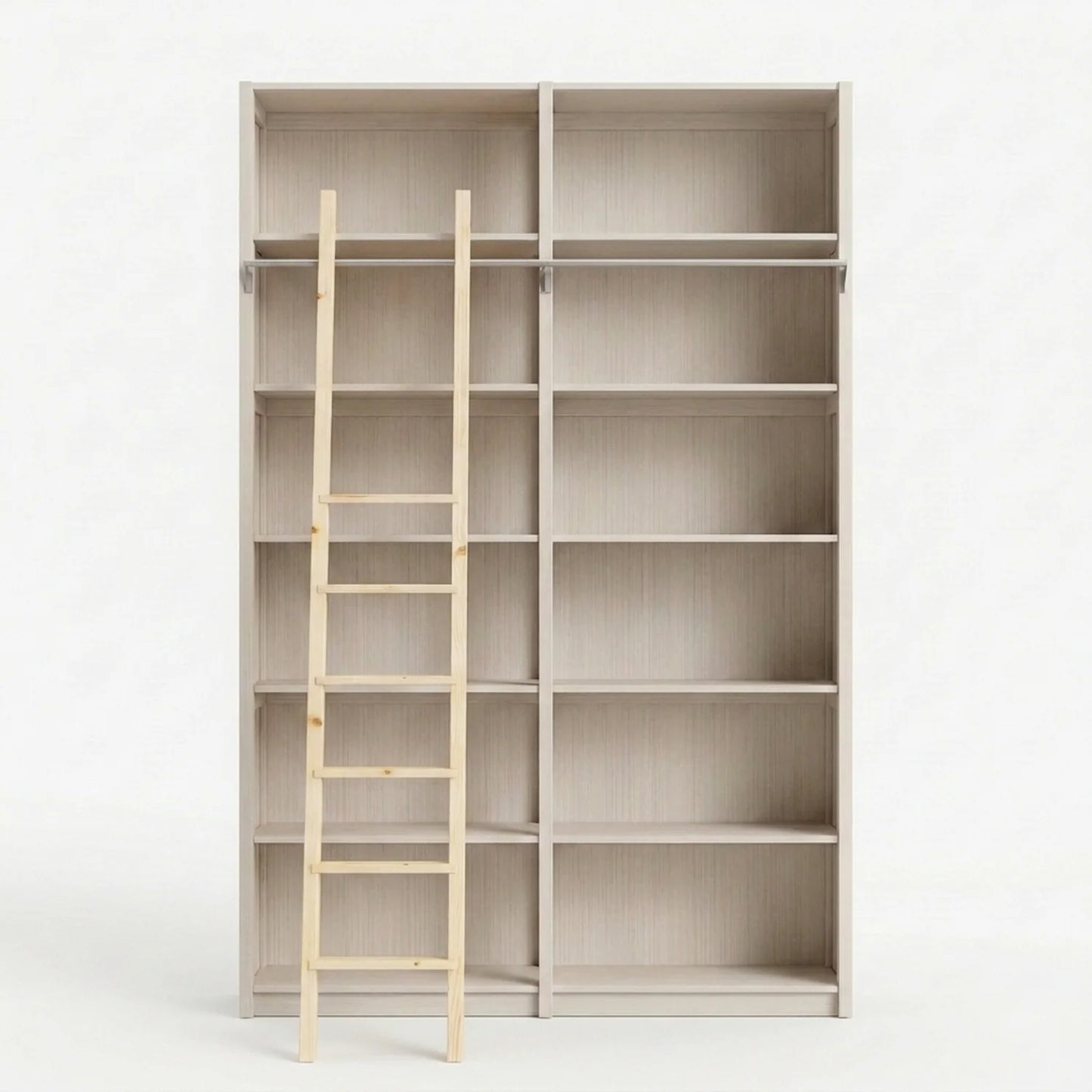 Bibliothèque en bois avec échelle | Lundia Original | Bois latte, vooraanzicht