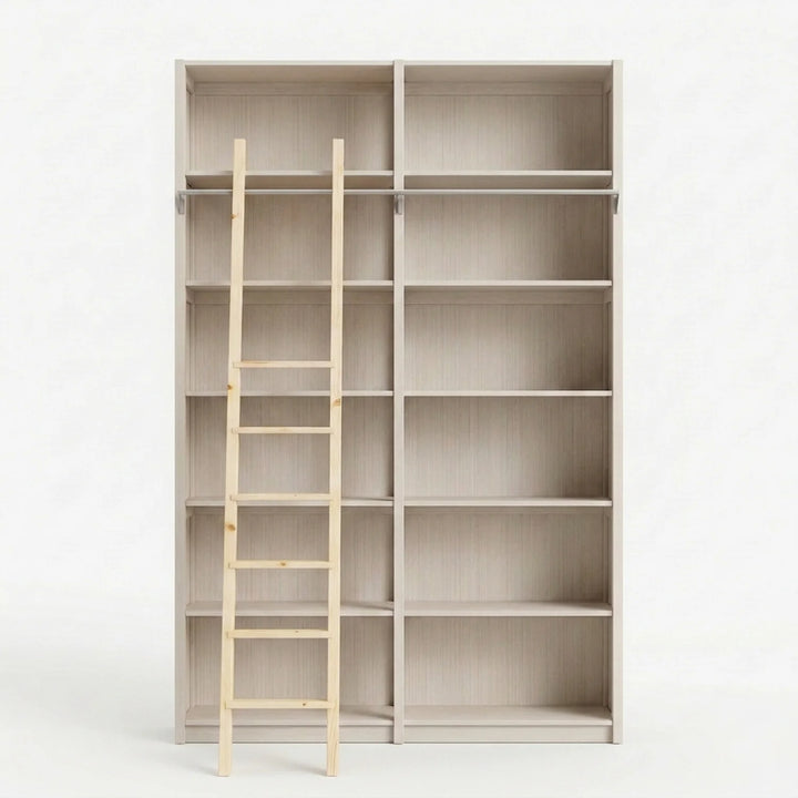 Houten boekenkast met ladder | Lundia Original | Latte hout, vooraanzicht