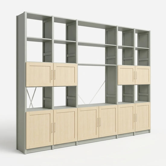 Wall cabinet with panel doors | Lundia Original | Mist grey & regular, perspectief