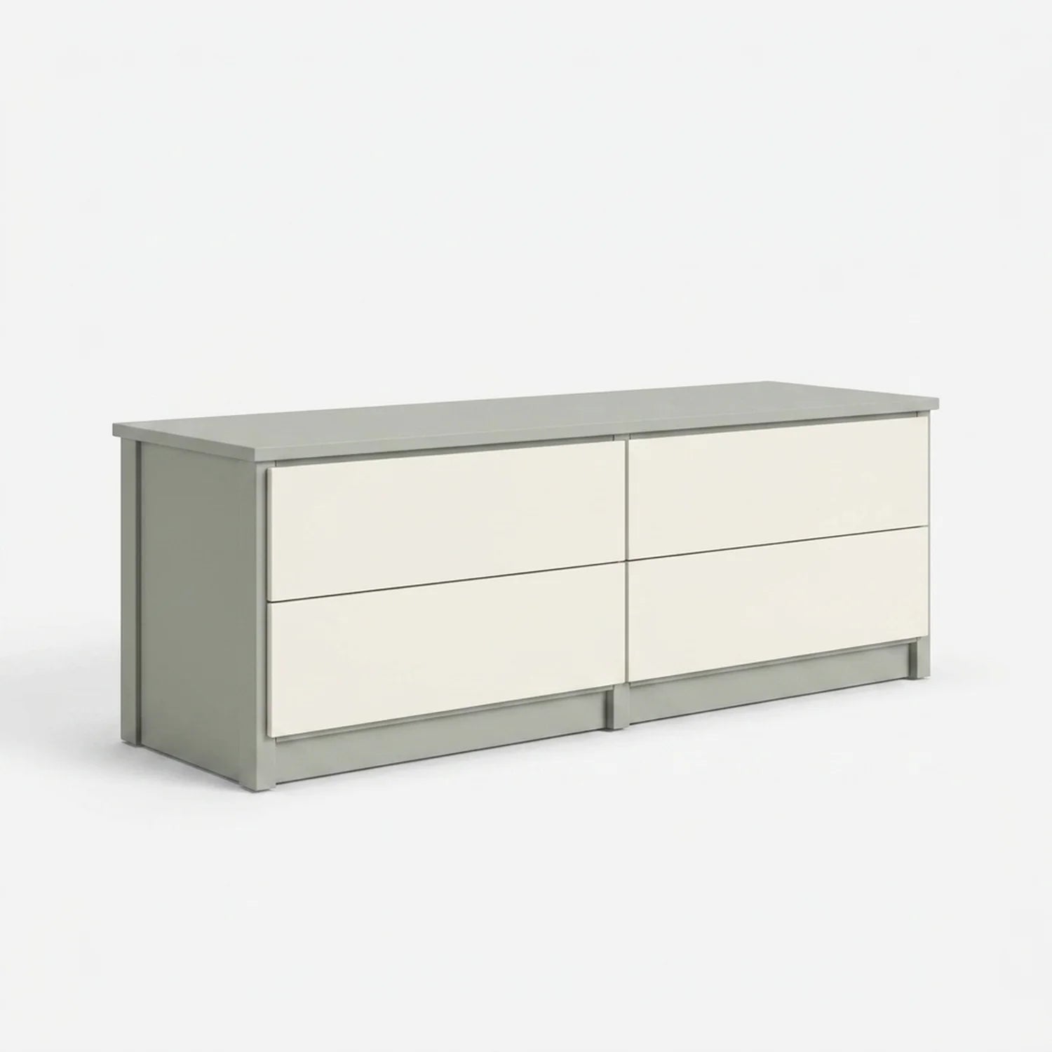 TV cabinet with drawers | Lundia Original | Mist grey & white wood, perspectief