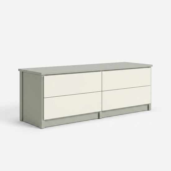 TV cabinet with drawers | Lundia Original | Mist grey & white wood, perspectief