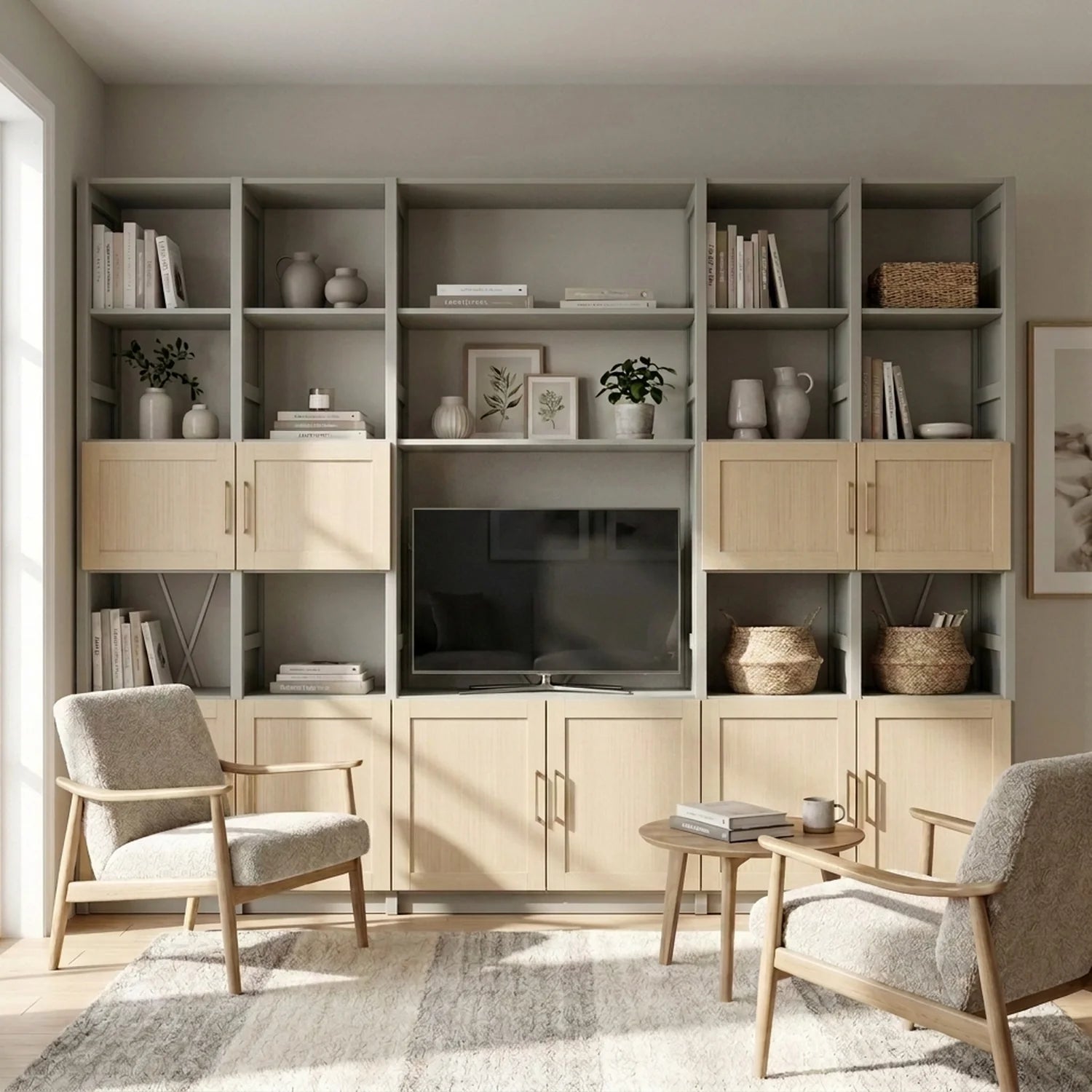 Wall cabinet with panel doors | Lundia Original | Mist grey & regular, sfeerbeeld vooraanzicht