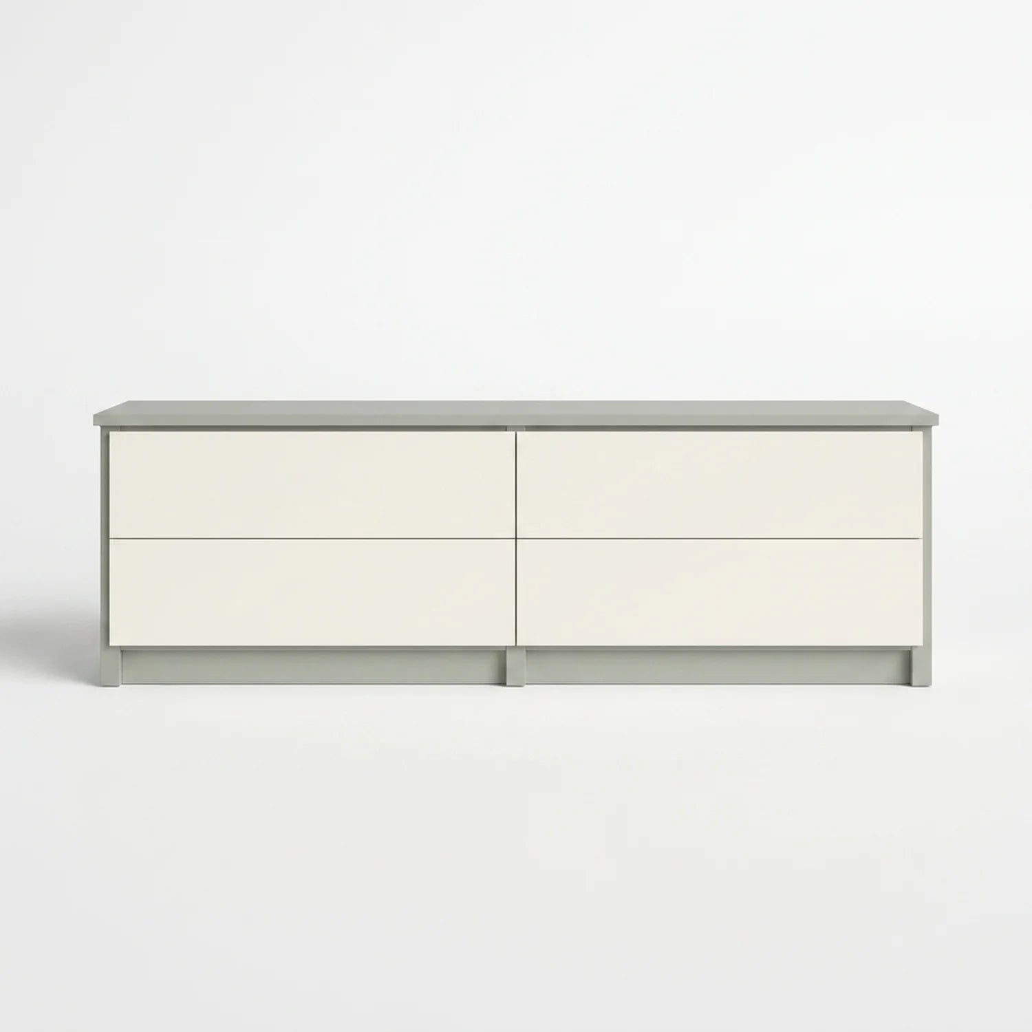 TV cabinet with drawers | Lundia Original | Mist grey & white wood, vooraanzicht