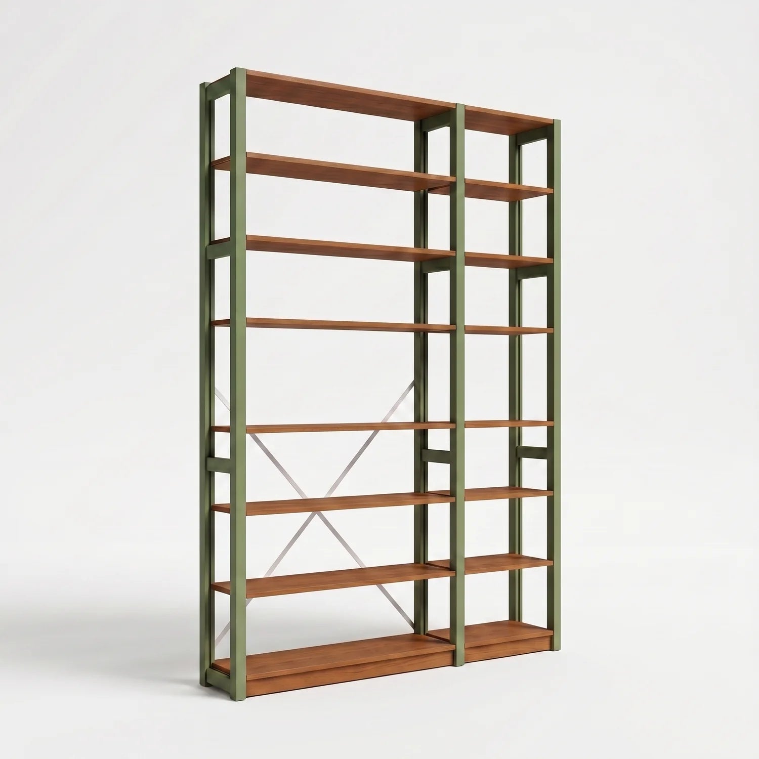Bibliothèque avec diagonale | Lundia Original | Vert olive & arrosto, perspectief