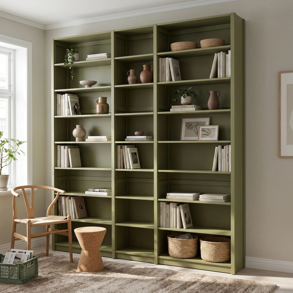 Bibliothèque | Lundia Original | Vert olive, sfeerbeeld perspectief