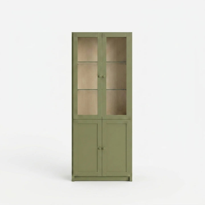 Vitrine étroite | Lundia Original | Vert olive et vanille, vooraanzicht