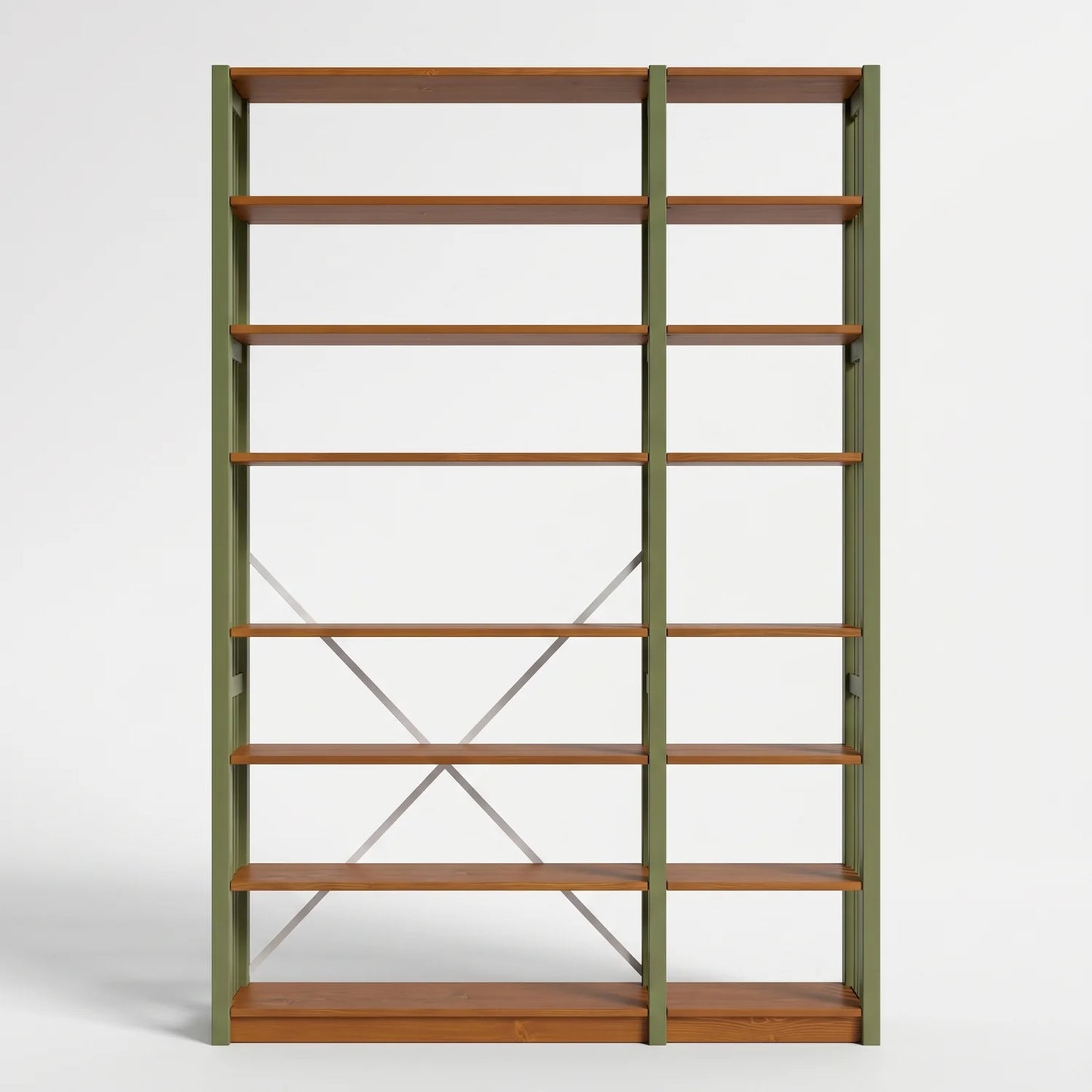 Bibliothèque avec diagonale | Lundia Original | Vert olive & arrosto, vooraanzicht